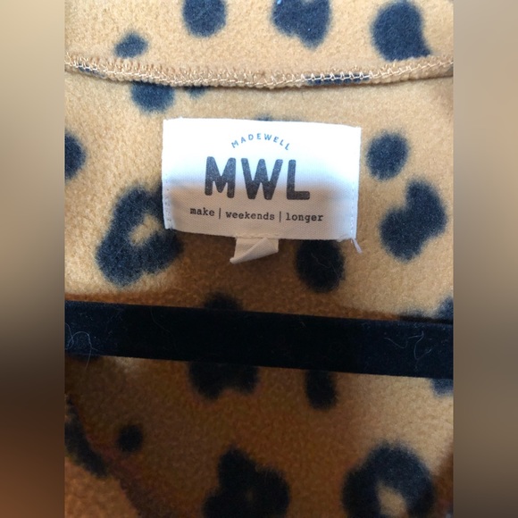 Madewell MWL Betterfleece Half-Zip Sweatshirt in Cheetah Print Size Small - Picture 4 of 7